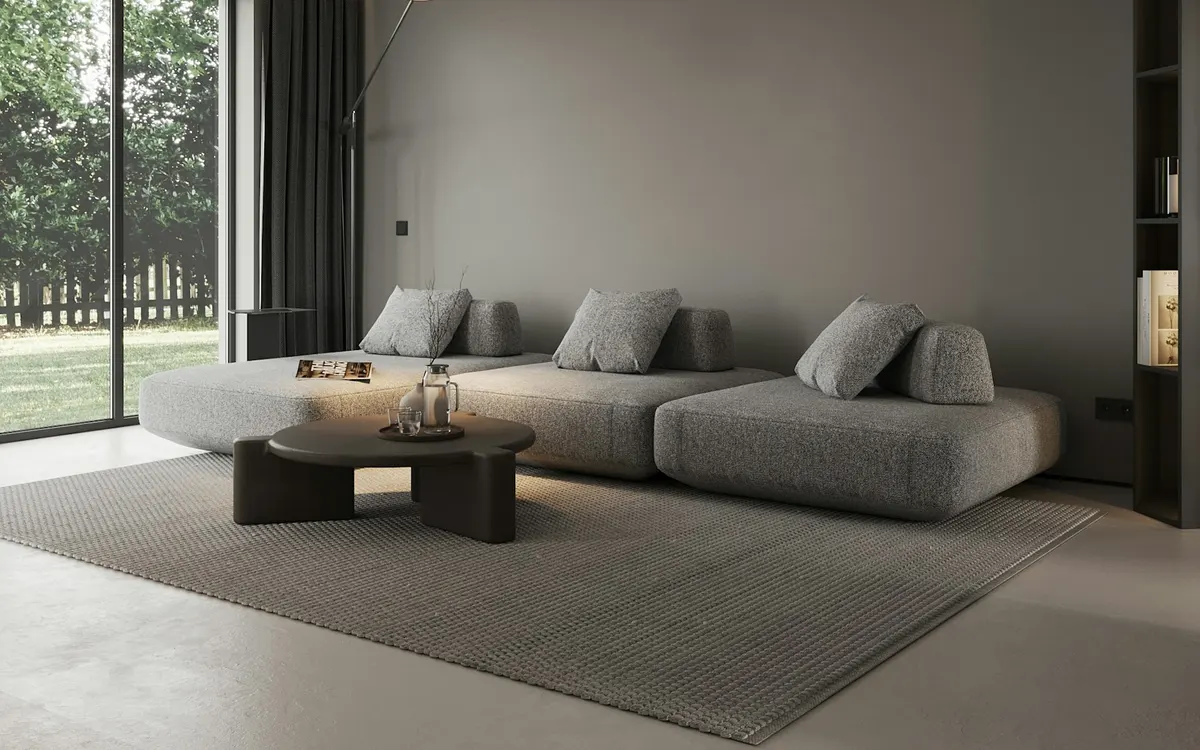 Sala contemporânea com poucos objetos